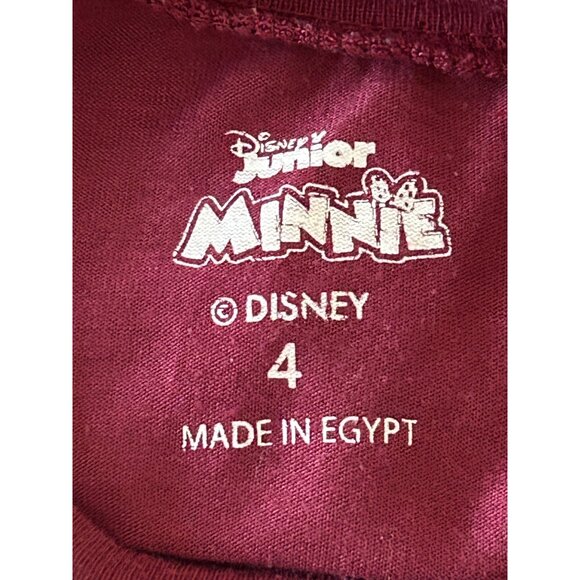 Disney Minnie Mouse Burgundy T-Shirt & Plaid Leggings Set For Girls Size 4 - Picture 7 of 9